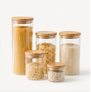 Airtight Glass Storage Jars with Bamboo Lids