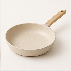 Non-Stick Ceramic Frying Pan with Wood Handle | Non-Toxic Skillet for Home Cooking